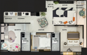 apartamento na planta em Intermares