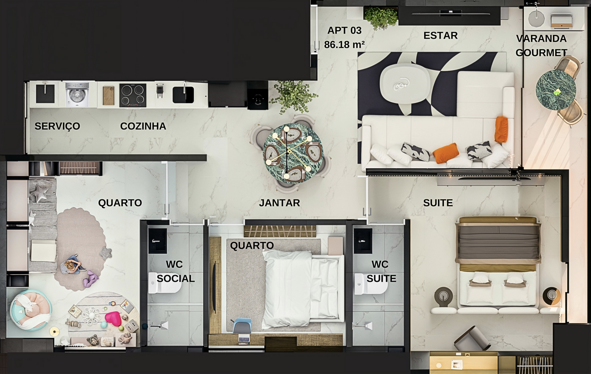 apartamento na planta em Intermares